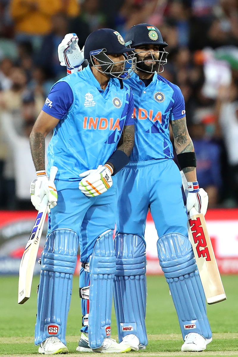 India's Virat Kohli, right and Suryakumar Yadav got the ball rolling in the first innings. AFP