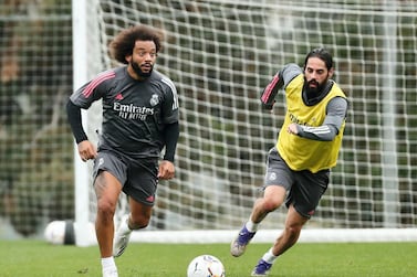 Marcelo in action at Valdebebas training ground. Getty