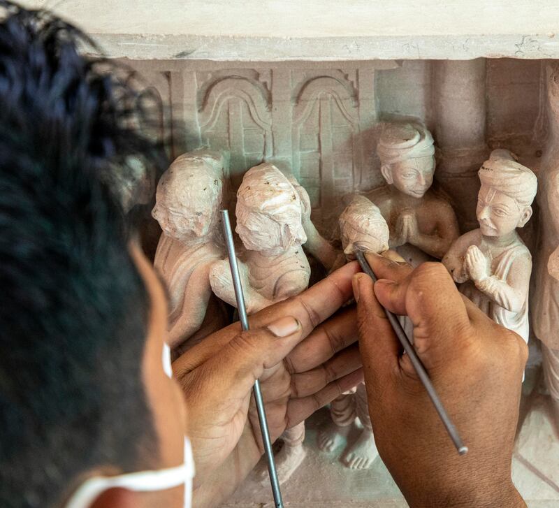About 2,000 artisans in India are making statues that will be fitted in the UAE's first hand-carved Hindu temple. Photo: Baps Hindu Mandir