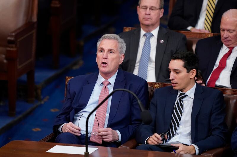 Mr McCarthy casts his vote during the third round of voting for House speaker after failing to secure the 218 votes required to win the position. AP