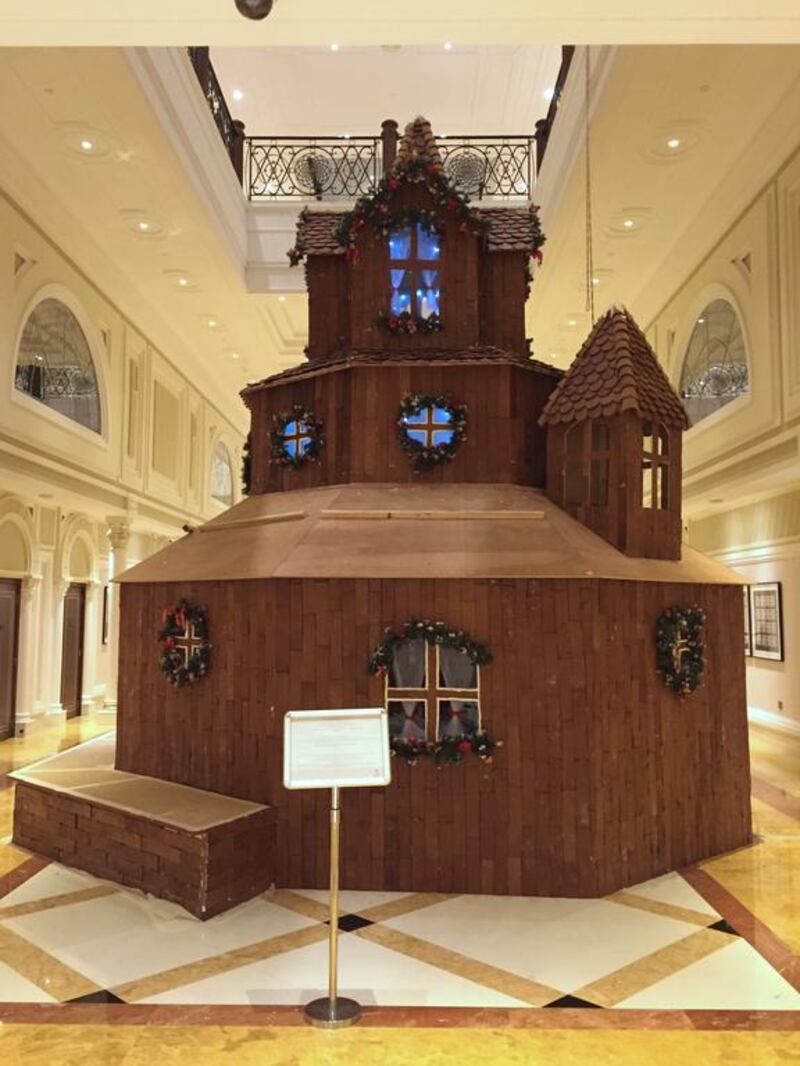 The gingerbread house at Waldorf Astoria in Ras Al Khaimah is more than 6 metres high. Courtesy Waldorf Astoria Ras Al Khaimah