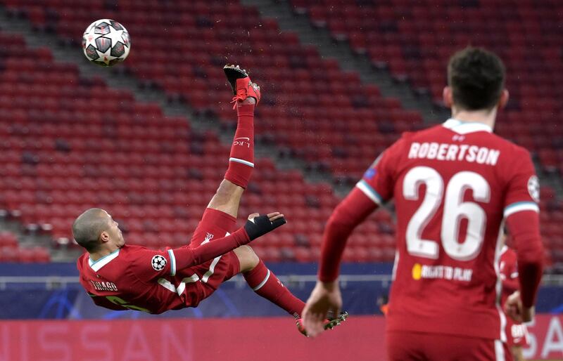 Thiago Alcantara 8 - Perhaps his best display in a Liverpool shirt. His passing was excellent, the highlight being a brilliant scissor-kick that freed Salah. The 29-year-old worked back, too, and was another beneficiary of the Fabinho effect. Replaced by Keita with 18 minutes to go. EPA
