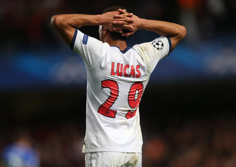 A dejected Lucas of PSG (Photo by Catherine Ivill/AMA/Matthew Ashton/AMA/AMA/Corbis via Getty Images)