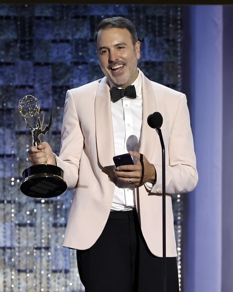 Ron Carlivati accepts the outstanding writing team for a drama series for 'General Hospital'. AFP