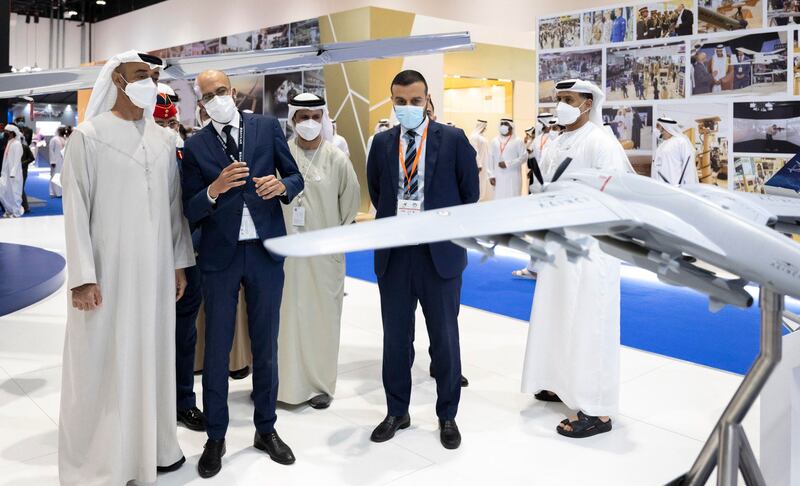 Sheikh Mohamed bin Zayed, Crown Prince of Abu Dhabi and Deputy Supreme Commander of the Armed Forces, visits the Umex and SimTEX exhibitions in Abu Dhabi and is briefed on the latest innovations in unmanned systems technology, robotics and AI for the civil and defence sectors. All photos: @MohamedBinZayed / Twitter