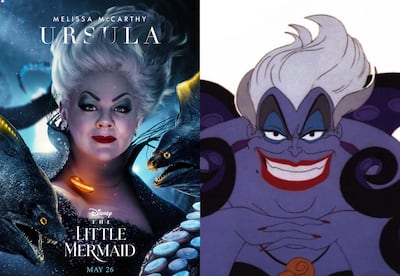 Ursula in Disney's live-action remake versus the 1989 animation. Photos: Disney