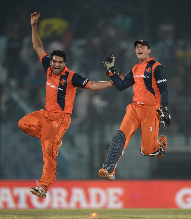 18. 2014 T20 World Cup, Netherlands beat England by 45 runs. Mudassar Bukhari, a Burger King manager in the Hague, was player of the match for his three wickets as the Dutch dominated a shambolic England side in Bangladesh. Getty