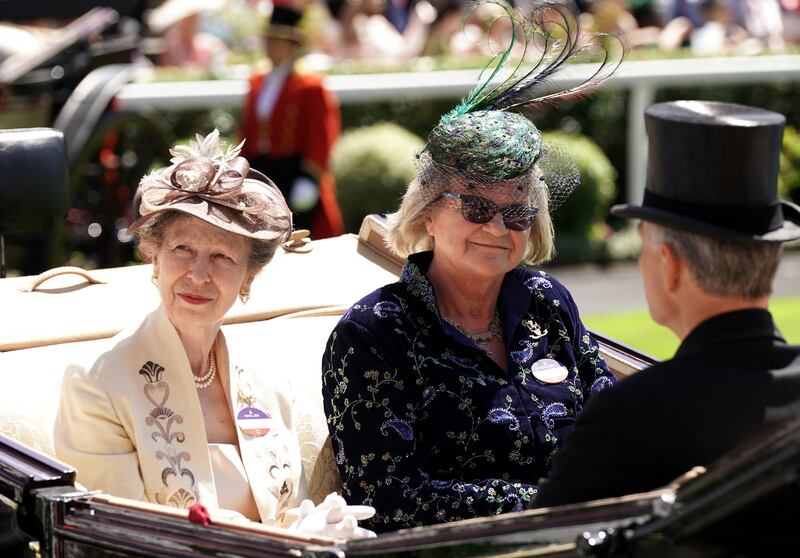 Princess Anne and Mrs William Nunneley arriving by carriage during the royal procession. PA