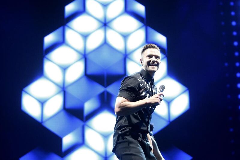 Justin Timberlake performs at Abu Dhabi's du Arena during his 20/20 Experience tour. Christopher Pike / The National / May 23, 2014

