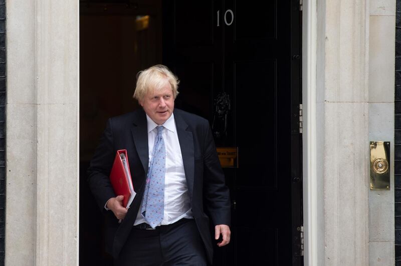 epa06791045 British Foreign Secretary Boris Johnson leaves No. 10 Downing Street, after a cabinet meeting in Central London, Britain, 07 June 2018. A meeting of key cabinet ministers took place on 07 June to discuss Brexit.  EPA/WILL OLIVER