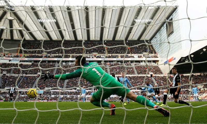 Manchester City's Raheem Sterling scores their first goal. Reuters