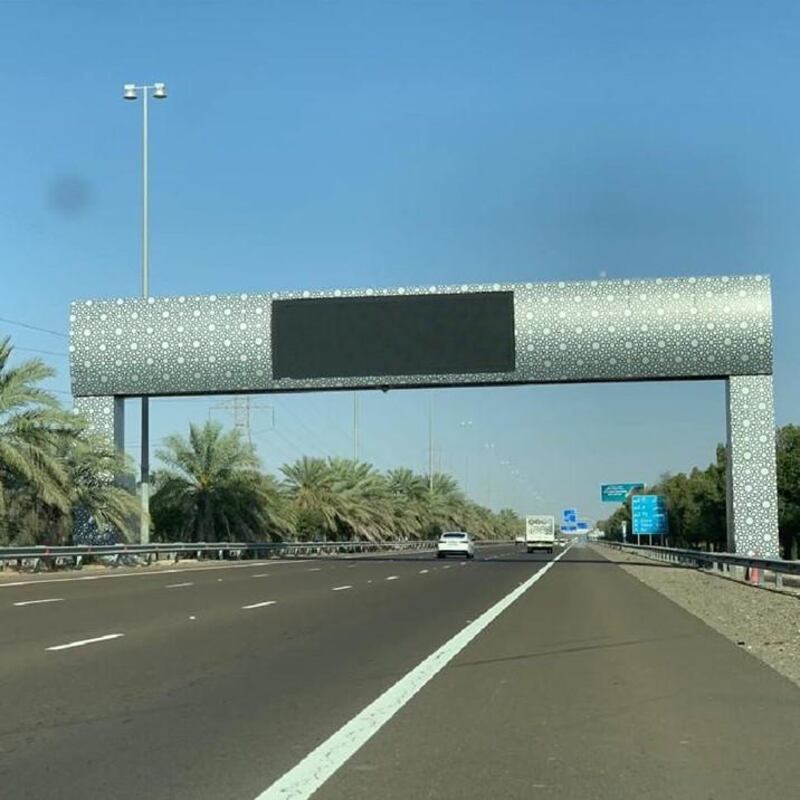 Smart gates to monitor traffic violations and weather conditions will be activated along the Abu Dhabi – Al Ain road on Sunday. Courtesy Abu Dhabi Police