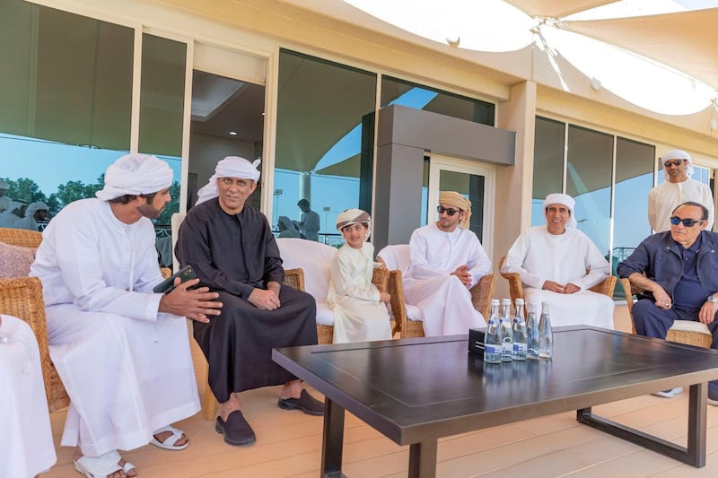 Sheikh Hamdan, Sheikh Hazza and guests at the races this weekend. Wam