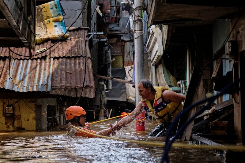 Flooding in Indonesia.  A survey has found that climate change is now perceived as the most serious danger facing the world. Getty Images