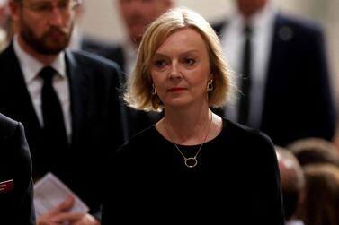 Britain's Prime Minister Liz Truss departs after attending a Service of Prayer and Reflection for Britain's Queen Elizabeth II at St Paul's Cathedral in London on September 9, 2022, a day after her death at the age of 96.  - Queen Elizabeth II, the longest-serving monarch in British history and an icon instantly recognisable to billions of people around the world, died at her Scottish Highland retreat on September 8.  (Photo by PAUL CHILDS  /  POOL  /  AFP)