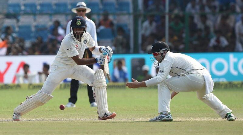 Cheteshwar Pujara's scores of 62 and 78 in the first Test against New Zealand were produced at strike rates of 57 and 51 respectively. Prakash Singh / AFP