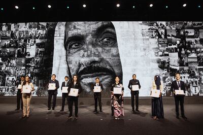 The 2022 winners of the Zayed Sustainability Prize in Abu Dhabi in January. AP Photo