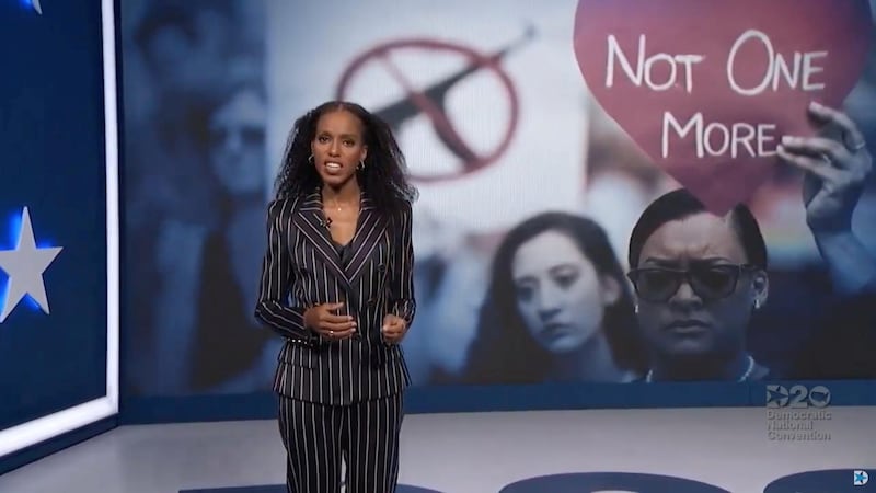 Actor Kerry Washington speaks during the virtual 2020 Democratic National Convention as participants from across the country are hosted over video links from the originally planned site of the convention in Milwaukee, Wisconsin, U.S. REUTERS