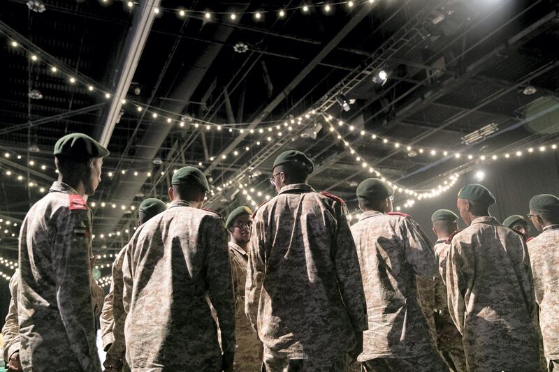 ABU DHABI, UNITED ARAB EMIRATES - OCTOBER 09, 2018. 

UAE military service students attend Mohammed Bin Zayed Council for Future Generations, held at ADNEC.

(Photo by Reem Mohammed/The National)

Reporter: SHIREENA AL NUWAIS + ANAM RIZVI
Section:  NA