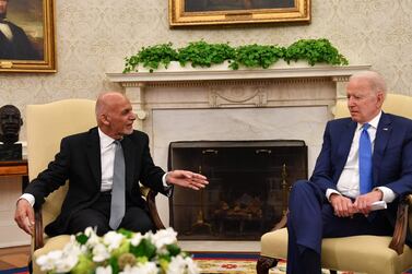 Afghan President Ashraf Ghani meets with US President Joe Biden in Washington. Some reports say US forces will leave Afghanistan by July 4. AFP