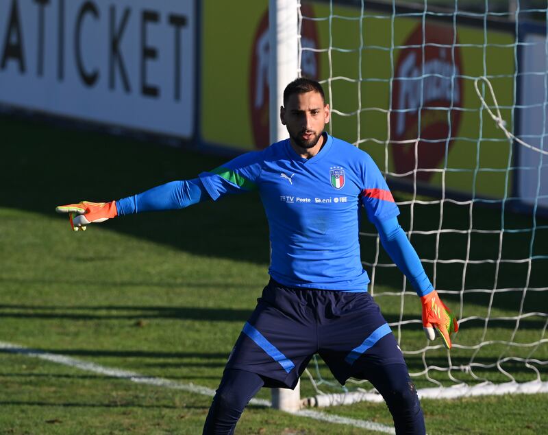 Gianluigi Donnarumma of Italy during a training session in Florence on Tuesday. Getty
