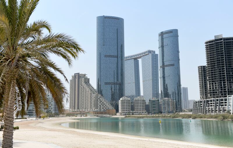 A deserted beach by Reem Central Park on a hot day in Abu Dhabi. Khushnum Bhandari / The National 
