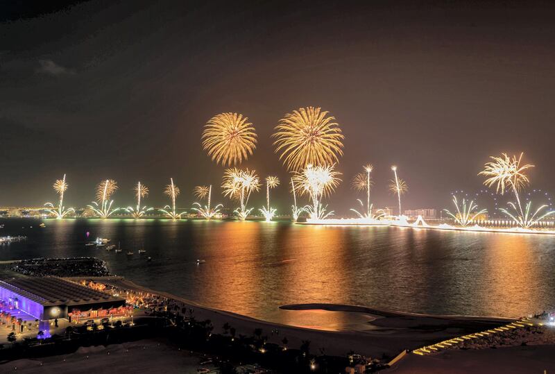 Ras Al Khaimah, United Arab Emirates - Reporter: N/A: Ras Al Khaimah puts on a record-breaking fireworks display on New Year's Eve. Tuesday, December 31st, 2019. Al Hamra, Ras Al Khaimah. Chris Whiteoak / The National