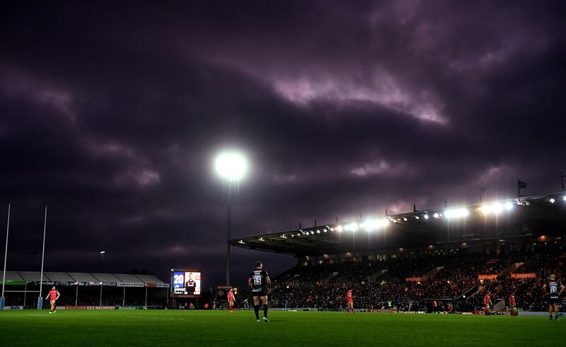 Action during the Premiership rugby match between Exeter Chiefs and Saracens at Sandy Park, on Sunday, December 29. Getty