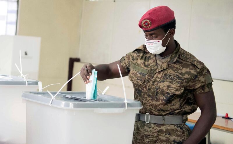 A member of Ethiopia's security forces casts his ballot. Reuters