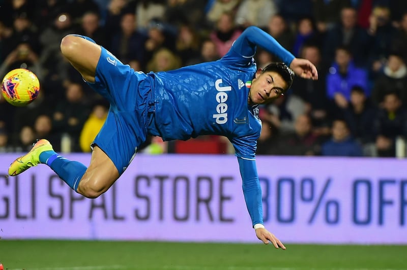 Ronaldo tries a spectacular move.  Getty