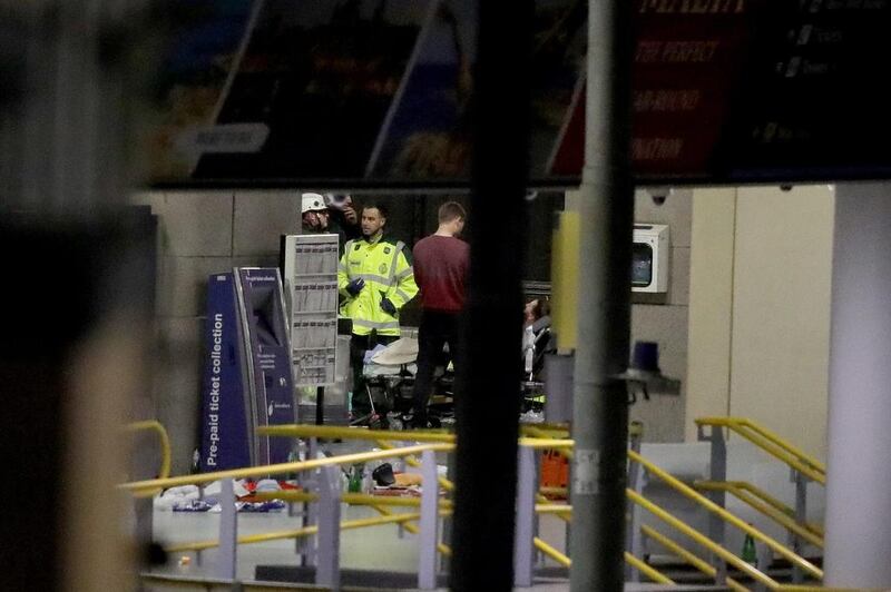 A man is stretchered out of Manchester Arena on May 23, 2017 after the explosion. Getty Images