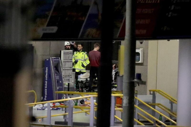 A man is stretchered out of Manchester Arena after the explosion. Getty Images