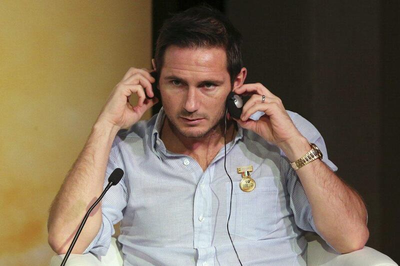 British football player Frank Lampard gestures as he attends a the Dubai International Sports Conference  on Monday. Ashraf Mohammad / Reuters / December 28, 2015 