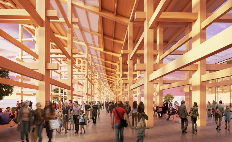 The wooden ring roof will be in the central area and connect with hundreds of pavilions constructed by countries and companies. Photo: Japan Association for the 2025 World Exposition