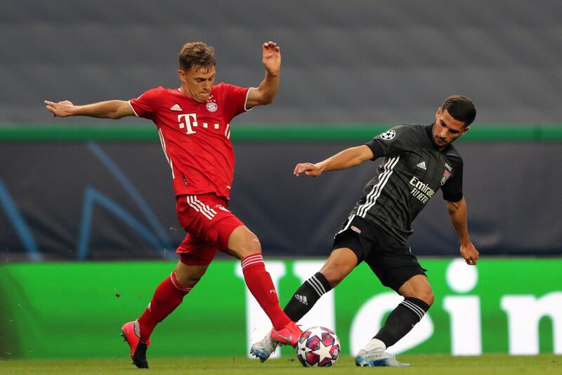 Joshua Kimmich – 6, The full back was in the wars in the first half as Lyon’s young midfielders seemed to be taking turns to crash into him. Suitably solid in defence. AP Photo