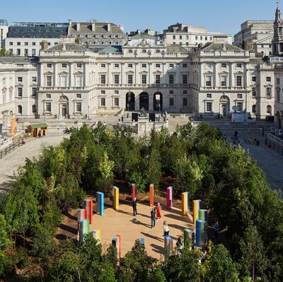 Four hundred trees have been planted in front of London's Somerset House as part of London Design Biennale's focus on climate change. Photo Ed Reeve