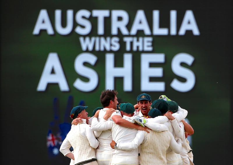 Cricket - Ashes test match - Australia v England - WACA Ground, Perth, Australia, December 18, 2017. Australian players celebrate after winning the third Ashes cricket test match.    REUTERS/David Gray     TPX IMAGES OF THE DAY