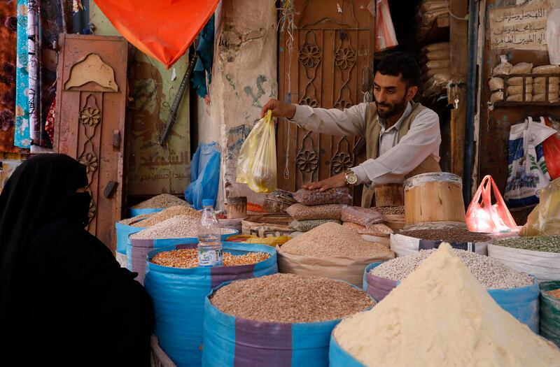 A traditional market in the old city of Sana'a, Yemen, on March 12, 2022. EPA