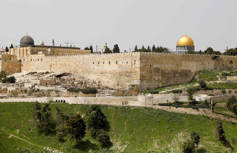 A picture taken on March 27, 2020 shows a view of the Dome of the Rock and Al Aqsa mosque in Jerusalem amid measures to stem the spread of coronavirus. AFP