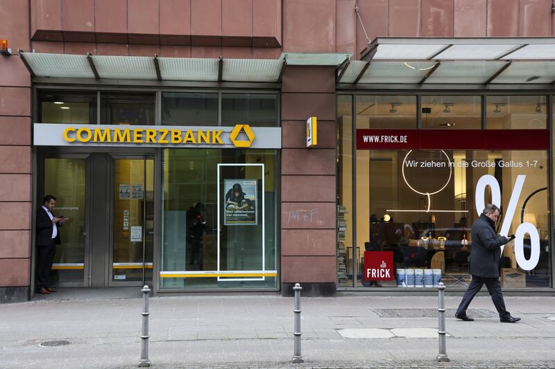 A Commerzbank branch in Frankfurt, Germany. The lender is bracing for higher loan losses this year. Photo: Bloomberg