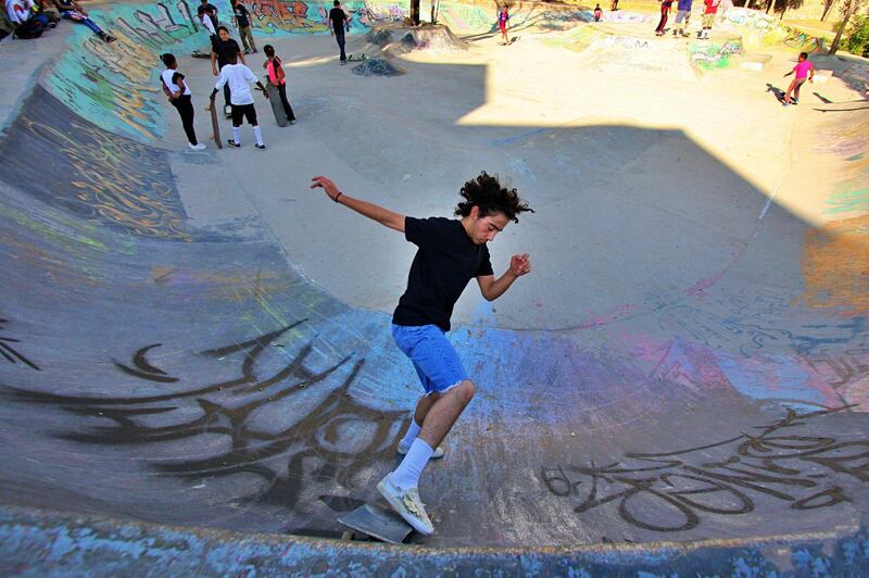 Abdul Hakeem Barakat is at the park four times a week and teaches classes to beginner skateboarders. Charlie Faulkner