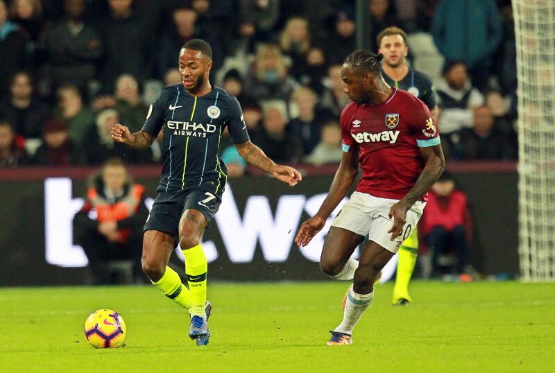 Right midfield: Raheem Sterling (Manchester City) -  Showed again how productive he is with a goal and an assist as City rushed into a 3-0 lead after 34 minutes at West Ham. EPA