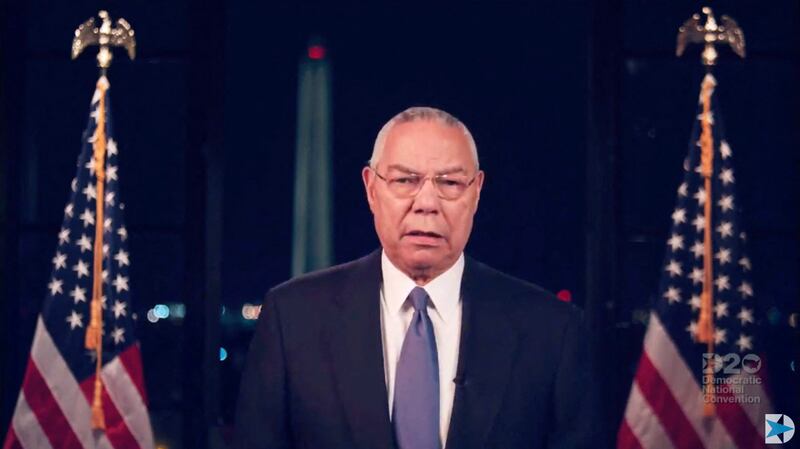 Former US secretary of state Colin Powell speaks during the second day of the Democratic National Convention, held virtually due to the coronavirus pandemic, in August 2020. Powell died on Monday from Covid-19 complications. AFP