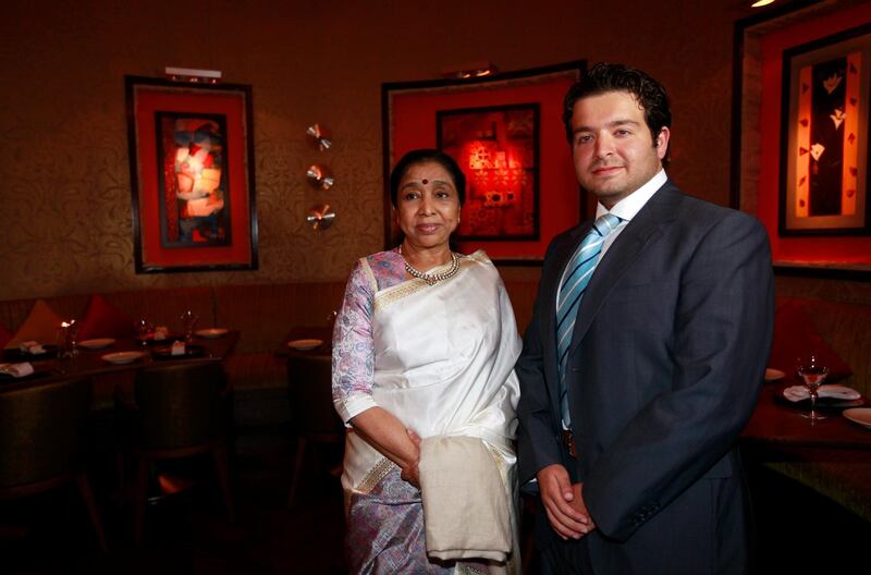 Dubai , United Arab Emirates-  January 12, 2011; (L)  Legendary Bollywood singer Asha Bhonsle at the opening of new  Asha's Restaurant  in Dubai . ( Satish Kumar / The National )