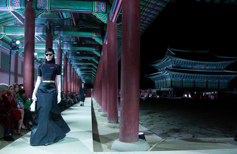 The Gucci cruise show follows a Louis Vuitton pre-autumn fashion show on a Seoul bridge in April. AP
