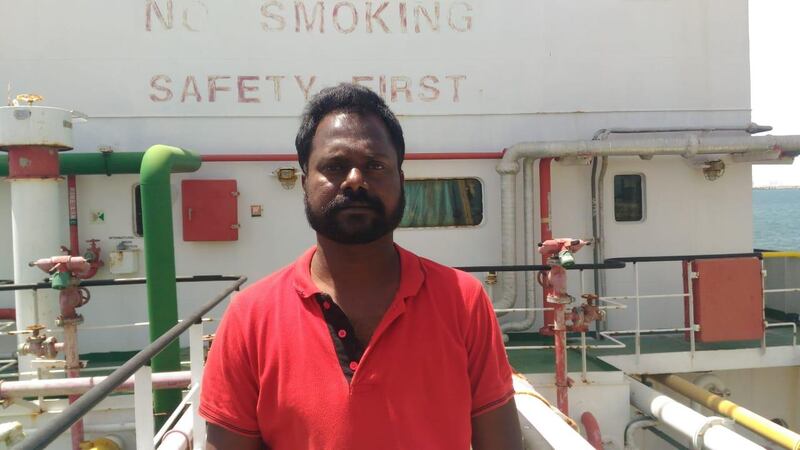 Chief engineer of the MV Azraqmoiah, Guru Ganesan, will be repatriated to India this week once his passport has been approved after two years at sea. Courtesy: Mr Ganesan 