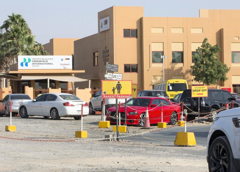 Dubai, United Arab Emirates - General view Greenfield International School where a student died in the car park. Leslie Pableo for The National