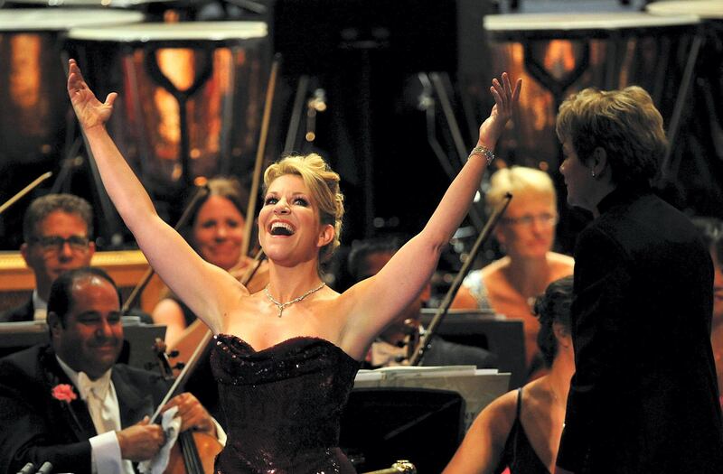 US mezzo-soprano Joyce DiDonato performs at the Royal Albert Hall in west London on September 7, 2013 during the Last Night of the Proms.  US conductor Marin Alsop became the first woman to conduct the Last Night of the Proms in its 118-year history.  AFP PHOTO/CARL COURT (Photo by CARL COURT / AFP)