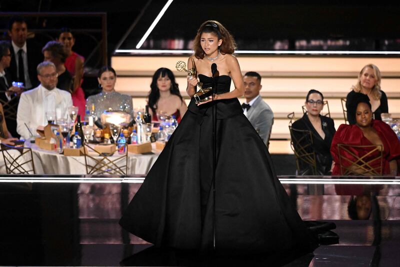 Zendaya accepts the award for Outstanding Lead Actress In A Drama Series for 'Euphoria'. AFP