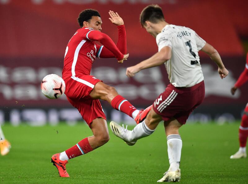 Trent Alexander-Arnold. 8 – Picked up yet another assist when he found Robertson at the back post, and he came close to scoring himself when his deflected shot from range struck the bar. Had the better of Aubameyang and Maitland-Niles too, but picked up a booking for a naughty challenge on the latter. PA